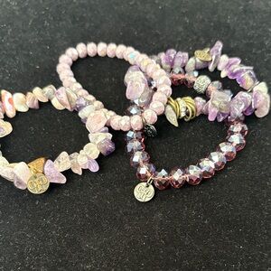 Pink Panache Purple and Lavender Beaded Bracelet Set